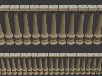Classical Stone Balustrade 3D Scan Low-poly 3D model