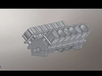 V12 engine Free 3D model