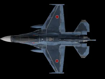 Mitsubishi F-2 Japan Air Force Low-poly 3D model