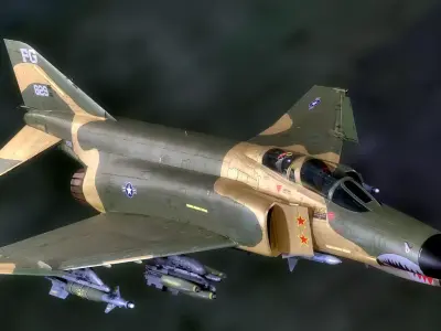 F4 Phantom 2 Forest-with Cockpit-Fully Rigged-High Resolution Low-poly 3D model