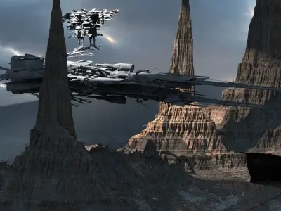 Star Wars inspired Racer collection With Planet Mountain 3D model