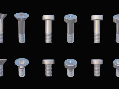35 Bolts and nuts Low-poly 3D model
