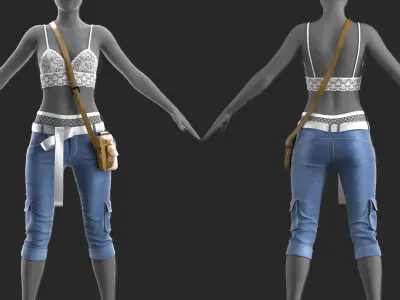 Girls Outfit 13 - Marvelous Designer 3D model
