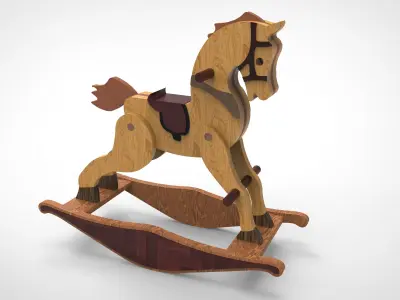 Rocking Horse Wooden Toy 3D model
