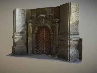 Old rusty church gate scan Low-poly 3D model
