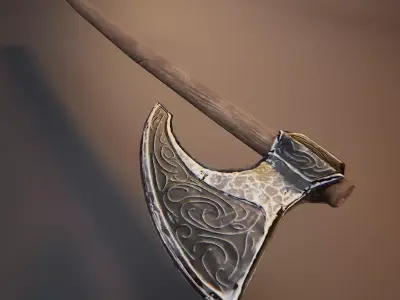 Medieval Viking Axe Low-poly 3D model