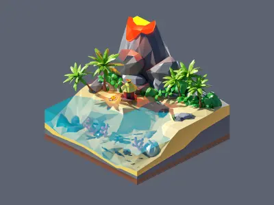land 43A Low-poly 3D model