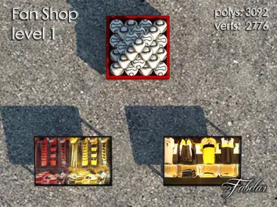 Fan Shop all 10 Levels Low-poly 3D model