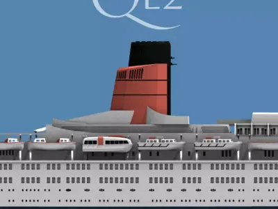 RMS Queen Elizabeth 2 QE2 ocean liner 3D print model as of 2008 3D print model