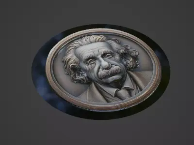Albert Einstein Medallion 3D print model
