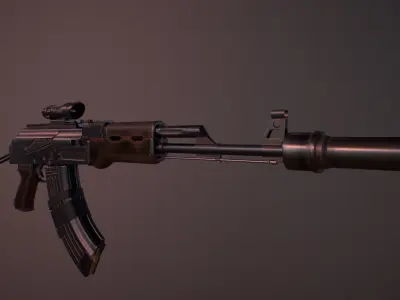 Moddable AK-47 Low-poly 3D model