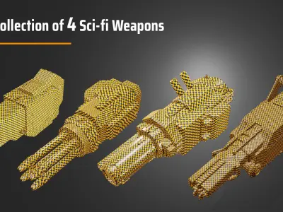 4 Sci-Fi Weapons 3D model