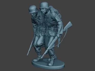 German soldier ww2 help wounded G5 3D print model