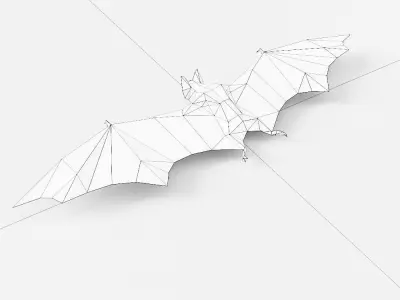 Bat low poly 3d model origami flying Low-poly 3D model