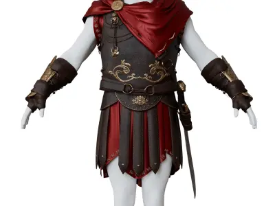 Roman Spartan Soldier Armor And Weapons Set Low-poly 3D model