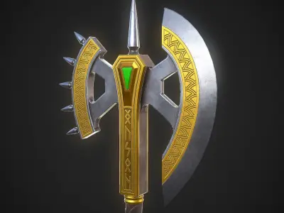Fantasy Axe 04 - 4 Variations 3D Model Collection