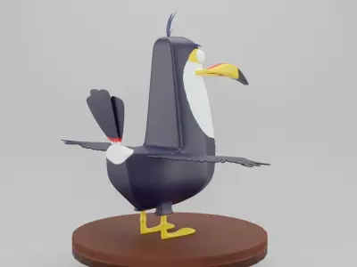 Crazy Toucan cartoon bird 3D model Low-poly 3D model