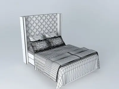 ADLER TUFTED FABRIC PLATFORM BED WITHOUT FOOTBOARD Free 3D model