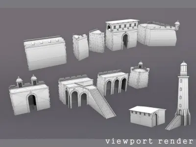Stone Fort Constructor Low-poly 3D model