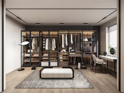 Dressing room  Wardrobe closet full Scene 3D model