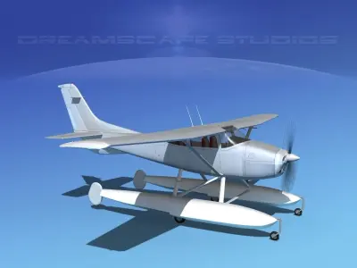 Cessna 182 Seaplane Bare Metal 3D model