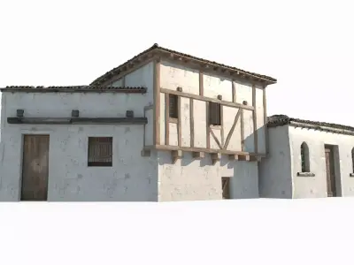 Medieval architecture seaside house 3D model