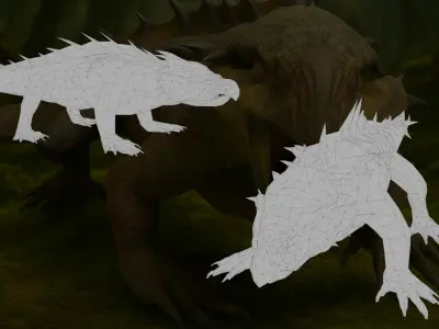 Reptilian Guardian of the Mossy Forest  Game Ready 3D Model Low-poly 3D model