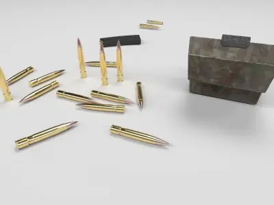 Assault Rifle Ammo Set Low-poly 3D model