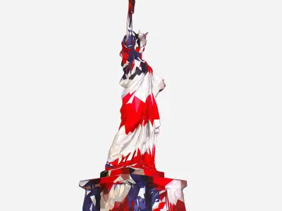 Low Polygon Art USA color Liberty Statue Low-poly 3D model