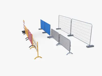 Construction site barrier pack V1 Low-poly 3D model