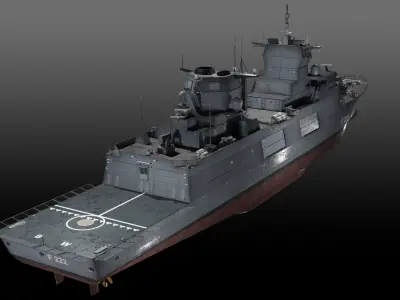 F125 Baden Wuerttemberg class frigate game ready Low-poly 3D model