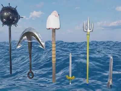 Nautical Weapon Pack Free low-poly 3D model