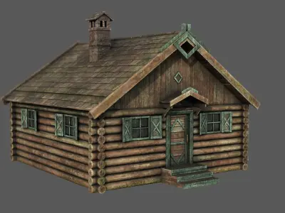 LOG CABIN Low-poly 3D model