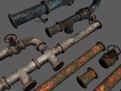 Metal Pipes Set 2 Free low-poly 3D model