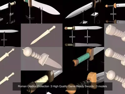 Roman Gladius Collection  3 High Quality Game Ready Swords 3D Model Pack