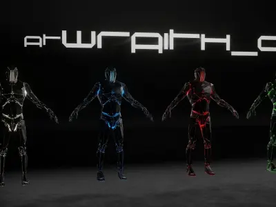 4 Androids Pack Download High Quality 3d Model Original Design Free low-poly 3D model