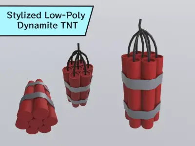 Stylized Low-Poly Dynamite TNT Bomb Low-poly 3D model