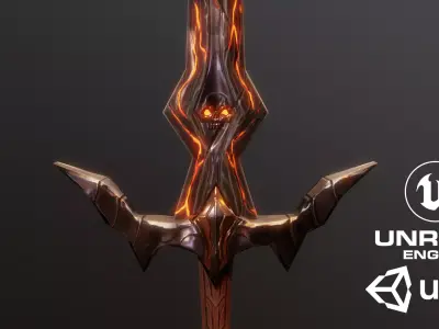 Stylized Sword V1 GameReady PBR Model Free low-poly 3D model