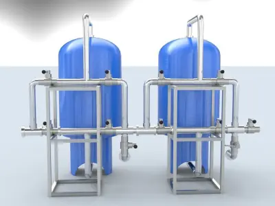 Sand Carbon Filter For Water Treatment Low-poly 3D model