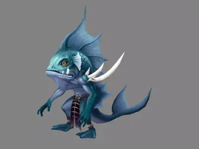 Cartoon fish demon Low-poly 3D model