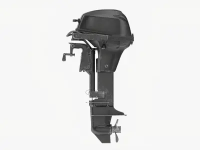 Outboard portable boat motor with folded tiller used 3D model
