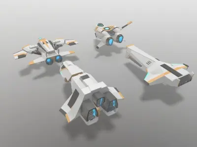 Sci-fi Space Aircraft SA 3D Model Collection