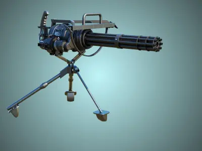  M134 Minigun PBR Unity UE Arnold V-Ray Textures Included Low-poly 3D model