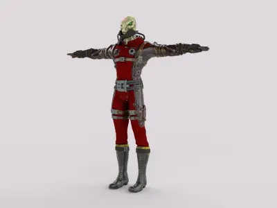 Sci-Fi Alien Character Game Ready with Rigging Fully Rigged Low-poly 3D model