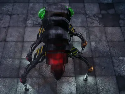 Harvester explorer insect Robot Sci-fi  Low-poly 3D model