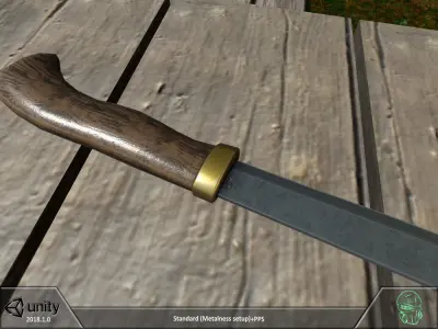 Knife with wooden handle Free low-poly 3D model