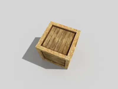 low poly wooden box Low-poly 3D model