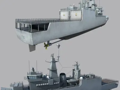 INS Godavari Frigate Low-poly 3D model