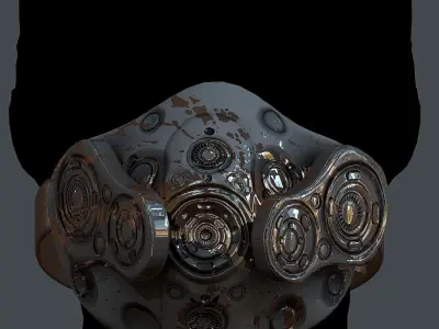 Gas mask helmet 3d model scifi Low-poly Low-poly 3D model