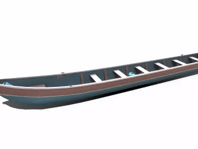 Traditional Long Boat Low-poly PBR Low-poly 3D model
